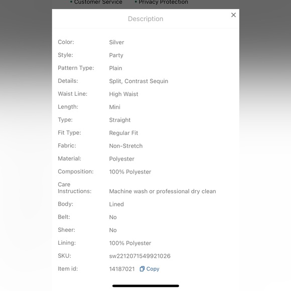 Silver high-waist split-hem sequin skirt - Picture 7 of 8